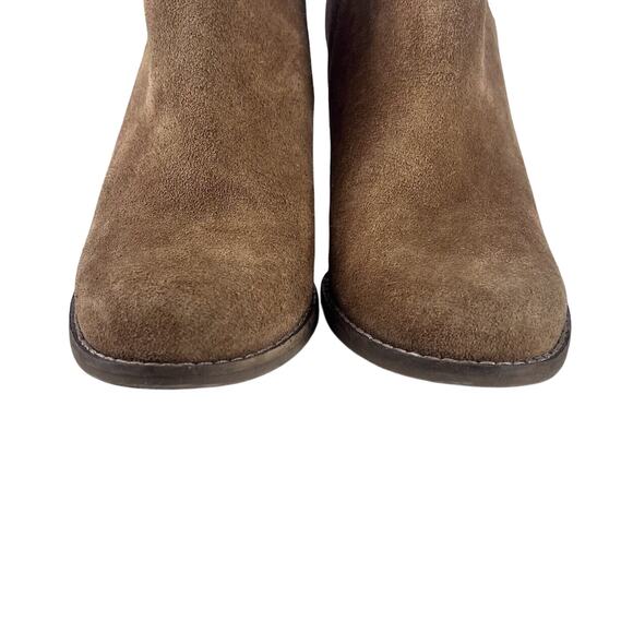 Lucky Brand Boots Womens 7 Brown Ankle Suede Stacked Wedge Y2k Booties Casual - Picture 3 of 10